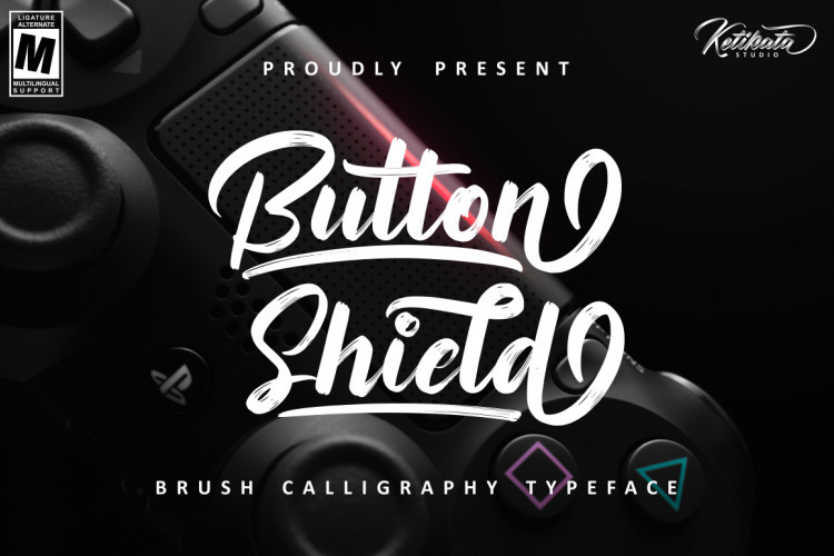 Button Shield Brush Font