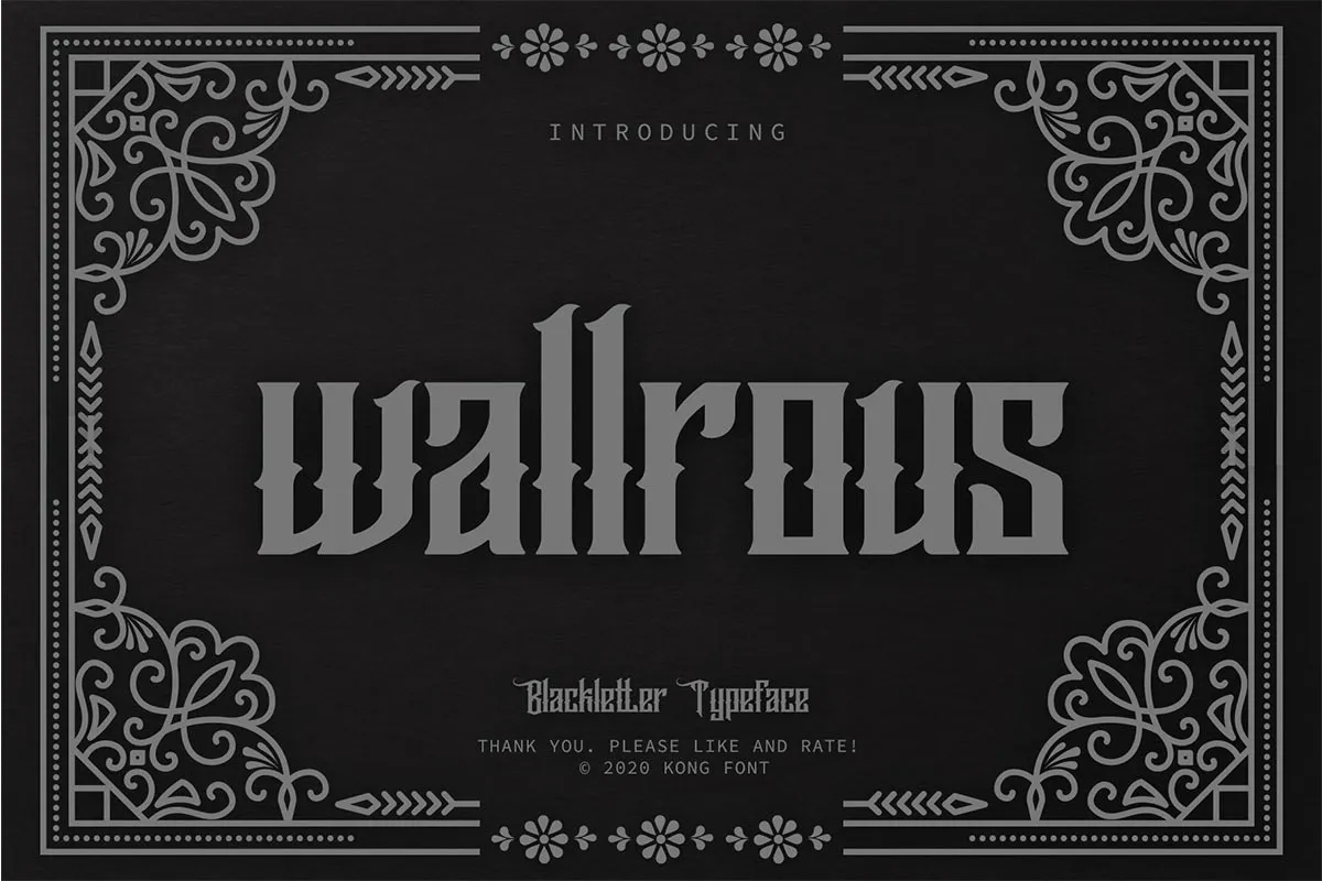 Wallrous Blackletter Tattoo Typeface